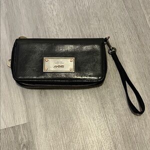 DKNY Elegant Black Wristlet with Silver Details